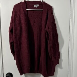 Elegant Maroon Knit Cardigan
